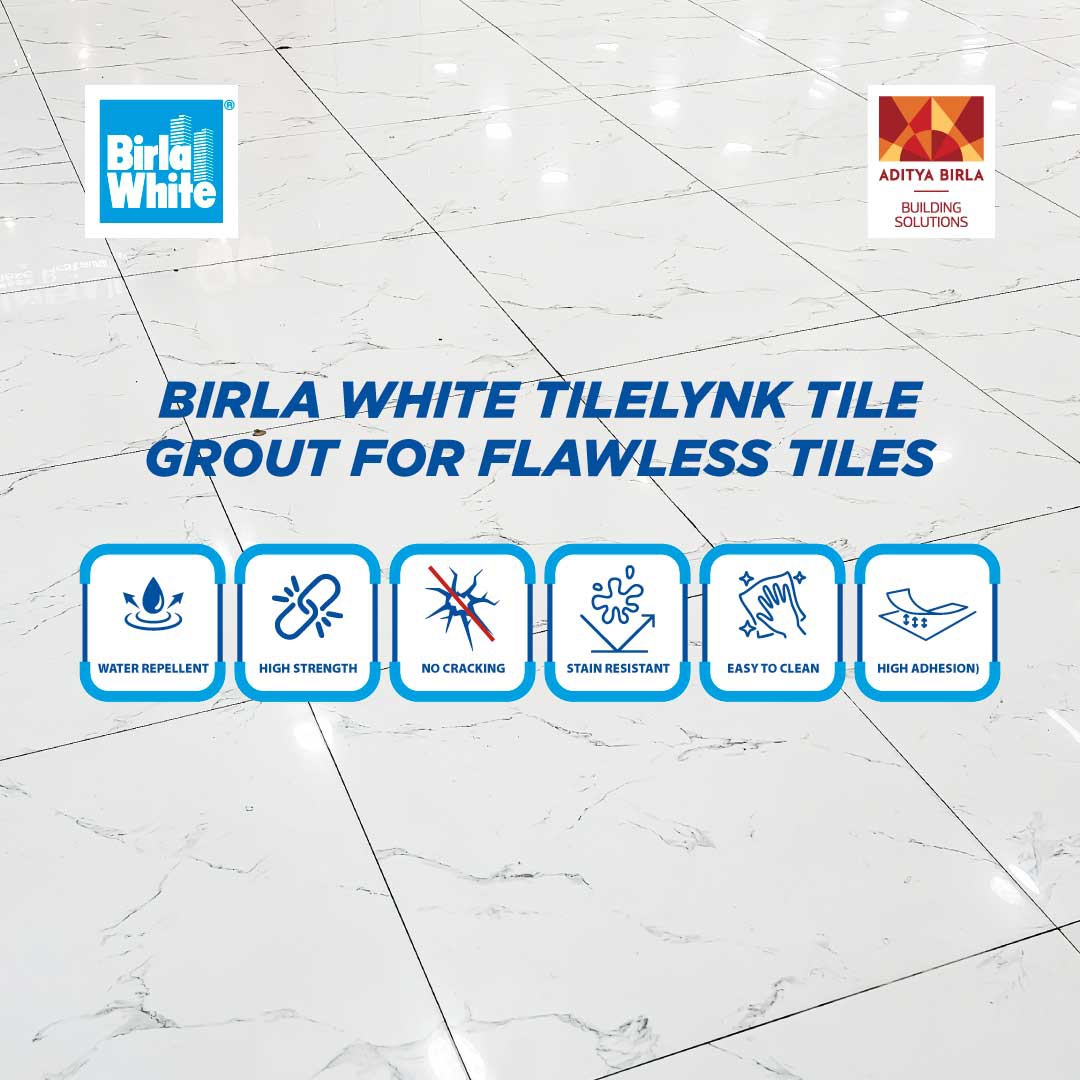 Cracked Tile Joints – Grout Repair & Solution cracked and discoloured tile joints, emphasizing the importance of quality grout like Birla White TileLynk for durable, crack-free tile finishing.